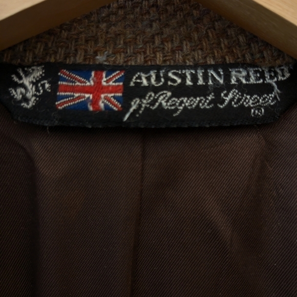 Austin Reed of Regent Street blazer brown virgin wool elbow pads tweed - Picture 11 of 13
